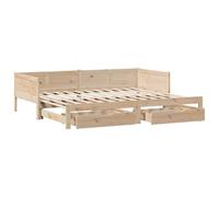 vidaXL Lit de jour, canapé-lit extensible avec tiroirs, sans matelas et sommier à lattes, 90 x 190 cm, en pin massif