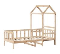 vidaXL Lit de jour en bois massif avec toit pour enfants - Design scandinave rustique - 90 x 200 cm - Construction robuste en pin - Utilisation en intérieur - Idéal pour dormir et jouer - Canapé pour