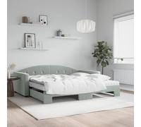 Vidaxl Lit De Jour Et Gigogne Et Matelas Gris Clair 100x200 Cm Velours Multicolore