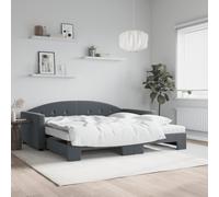 Vidaxl Lit De Jour Et Gigogne Et Matelas Gris Foncé 100x200 Cm Velours Multicolore