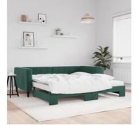 Vidaxl Lit De Jour Et Gigogne Et Matelas Vert Foncé 100x200 Cm Velours Multicolore