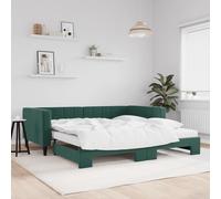 Vidaxl Lit De Jour Et Gigogne Et Matelas Vert Foncé 100x200 Cm Velours Multicolore