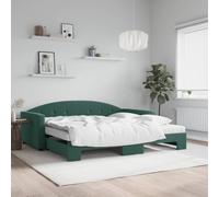 Vidaxl Lit De Jour Et Gigogne Et Matelas Vert Foncé 100x200 Cm Velours Multicolore