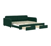 Lit gigogne vidaxl 223 x 212.5 x 71 cm en contreplaque sans sommier de couleur Vert