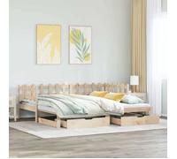 vidaXL Lit de jour et lit gigogne et tiroirs 80x200 cm bois pin massif, canapé-lit, lit d'invité, lit de jour en bois, lit 3302249