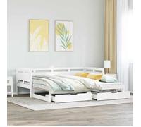 vidaXL Lit de jour 3302234 – lit gigogne, tiroirs, canapé-lit bois pin massif 80x200 cm Blanc