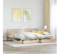 Vidaxl Lit De Jour Et Lit Gigogne Et Tiroirs 80x200 Cm Bois Pin Massif Multicolore