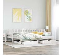 vidaXL Canapé-lit / lit de jour gigogne 3302252 - Bois pin massif 90x200 cm avec tiroirs