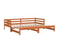 Lit de jour avec lit gigogne cire marron 90x190 cm pin massif, canapé-lit, lit d'invité, lit de repos double, lit de jour, lit d'appoint