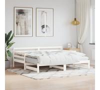 Vidaxl Lit De Jour Et Lit Gigogne Sans Matelas 90x190 Cm Bois Massif Blanc
