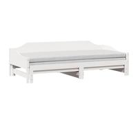 vidaXL Lit de jour avec lit gigogne Bois de pin massif Blanc 90x200 cm