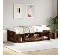 vidaXL Lit de Jour et Tiroirs, Canapé-lit, Lit de Repos, Meuble de Salon Chambre à Coucher, Moderne, Chêne Fumé 100x200 cm Bois d'Ingénierie