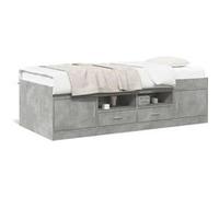 vidaXL Lit de jour avec tiroirs sans matelas gris béton 100x200 cm