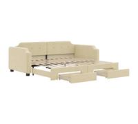 vidaXL Lit de jour extensible avec tiroirs Crème 80x200 cm Tissu