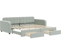 vidaXL Lit de jour extensible avec tiroirs gris clair 90x200 cm velours