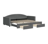 vidaXL Lit de jour extensible avec tiroirs gris foncé 90x200 cm Tissu