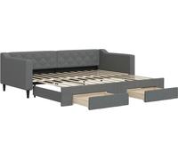 vidaXL Lit de jour extensible avec tiroirs gris foncé 90x200 cm Tissu