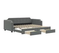 vidaXL Lit de jour extensible avec tiroirs gris foncé 90x200 cm Tissu