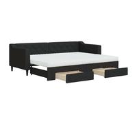 vidaXL Lit de jour extensible avec tiroirs noir 80x200 cm Tissu