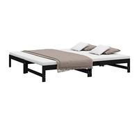 vidaXL Lit de jour extensible en bois de pin massif - Noir - 2 x (100 x 200 cm)