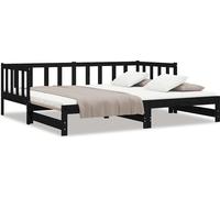 vidaXL Lit de jour extensible noir 90x200 cm pin massif