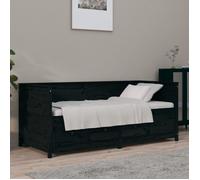 vidaXL Lit de jour Noir 75x190 cm Bois de pin massif 820920