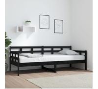 vidaXL Lit de jour Noir Bois massif de pin 80x200 cm 820366