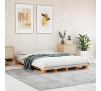 vidaXL Lit de Palette, Cadre de Lit Plate-Forme Double Adulte, Meuble de Chambre à Coucher Intérieur, Moderne, Cire Marron 140x200 cm Bois de Pin Massif