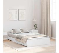 Vidaxl Cadre De Lit Avec Rangement Avec Tiroir Blanc 120 X 200 Cm Bois
