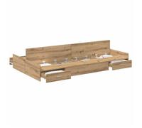 vidaXL Lit de rangement 120 x 200 cm en chêne artisan, en bois aggloméré. Design minimaliste, avec tête et pied de lit. 3335308