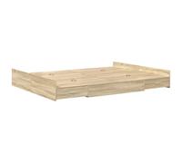 vidaXL Lit de Rangement 150 x 200 cm en chêne Sonoma, Un Meuble Moderne et Minimaliste. Il a Une tête de lit, Un Pied de lit et des tiroirs Qui coulissent Facilement. L'assemblage est Simple et Les l