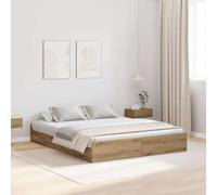 vidaXL Lit de Rangement 150 x 200 cm, Marque Chêne Artisan, Bois d'ingénierie, Style Minimaliste, avec tiroir Coulissant, Pas Besoin de sommier, Facile à Assembler, idéal pour Un Usage intérieur.