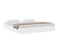 vidaXL Lit de Rangement avec Matelas Blanc Pur 183 x 213 cm Faux Cuir, Lit de Rangement rectangulaire Moderne, Design hydraulique élégant, Simili Cuir, Gain de Place astucieux