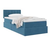 vidaXL Lit de Rangement avec Matelas Bleu foncé 100 x 200 cm Velours, Lit de Rangement élégant, Matelas Moderne Inclus, hydraulique, Tissu Doux, mobilier Fonctionnel, Design Chic