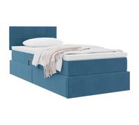 vidaXL Lit de Rangement avec Matelas Bleu foncé 90 x 200 cm Velours, Lit de Rangement élégant, Matelas Moderne Inclus, hydraulique, Tissu Doux, mobilier Fonctionnel, Design Chic