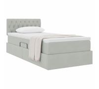 vidaXL Lit de Rangement avec Matelas Gris Clair 100 x 200 cm Velours, Lit de Rangement élégant, Matelas Moderne Inclus, hydraulique, Tissu Doux, mobilier Fonctionnel, Design Chic