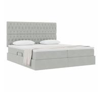 vidaXL Lit de Rangement avec Matelas Gris Clair 180 x 200 cm Velours, Mobilier de Chambre, Lit Moderne avec Rangement, Matelas en Velours, Cadre en métal Solide, Solution sous Le lit