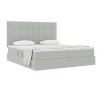 vidaXL Lit de Rangement avec matelas Gris clair 200 x 200 cm Velours