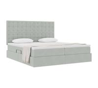 vidaXL Lit de Rangement avec Matelas Gris Clair 200 x 200 cm Velours, Mobilier de Chambre, Lit Moderne avec Rangement, Matelas en Velours, Cadre en métal Solide, Solution sous Le lit