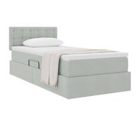 vidaXL Lit de Rangement avec Matelas Gris Clair 90 x 200 cm Velours, Lit de Rangement élégant, Matelas Moderne Inclus, hydraulique, Tissu Doux, mobilier Fonctionnel, Design Chic