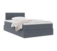 vidaXL Lit de Rangement avec matelas Gris foncé 120 x 200 cm Velours, Chambre à coucher, design rectangulaire, mobilier moderne pour petits espaces, matériaux durables pour un confort optimal, idées d