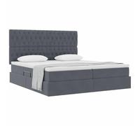 vidaXL Lit de Rangement avec Matelas Gris foncé 200 x 200 cm Velours, Mobilier de Chambre, Lit Moderne avec Rangement, Matelas en Velours, Cadre en métal Solide, Solution sous Le lit