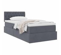 vidaXL Lit de Rangement avec matelas Gris foncé 90 x 190 cm Velours
