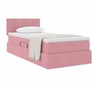 vidaXL Lit de Rangement avec Matelas Rose 90 x 200 cm Velours, Lit de Rangement élégant, Matelas Moderne Inclus, hydraulique, Tissu Doux, mobilier Fonctionnel, Design Chic