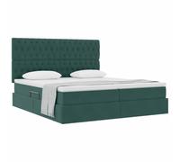 vidaXL Lit de Rangement avec matelas Vert foncé 180 x 200 cm Velours