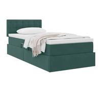 vidaXL Lit de Rangement avec Matelas Vert foncé 90 x 190 cm Velours, Lit de Rangement élégant, Matelas Moderne Inclus, hydraulique, Tissu Doux, mobilier Fonctionnel, Design Chic