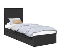 vidaXL Lit de Rangement avec tiroir Noir 75 x 190 cm Bois d'ingénierie, Chambre Moderne, Lit de Rangement Chic, Cadre Rectangulaire, Bois Durable, Design Minimaliste, Gain de Place