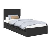 vidaXL Lit de Rangement avec tiroir Noir 90 x 190 cm Bois d'ingénierie, Mobilier de Chambre Moderne, lit Gain de Place, Design rectangulaire, Confortable, Durable avec tête de lit élégante