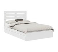 vidaXL Lit de Rangement Blanc 120 x 190 cm Bois d'ingénierie, Cadre de lit Moderne, Finition imperméable, Stockage spacieux, Polyvalent, mobilier pour Vie Urbaine, Design Ajustable