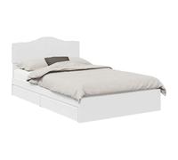vidaXL Lit de Rangement Blanc 120 x 190 cm Bois d'ingénierie, Cadre de lit Moderne, Plateforme rectangulaire, Bois Polyvalent, tiroirs sous Le lit, Meuble Gain de Place